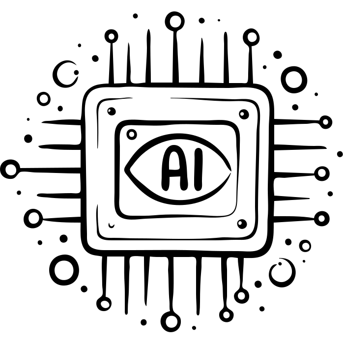 AI chip with binary code elements, simple tech representation emoji