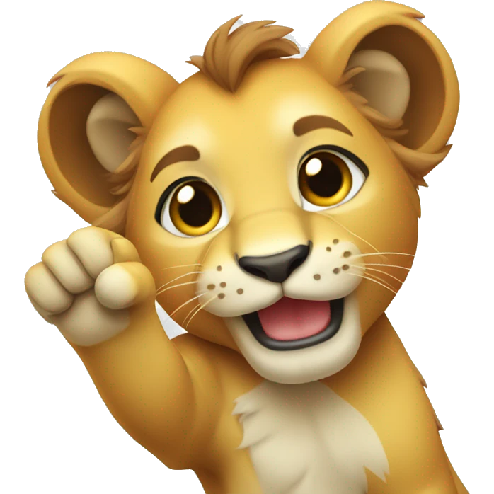 cute lion cub waving emoji | AI Emoji Generator