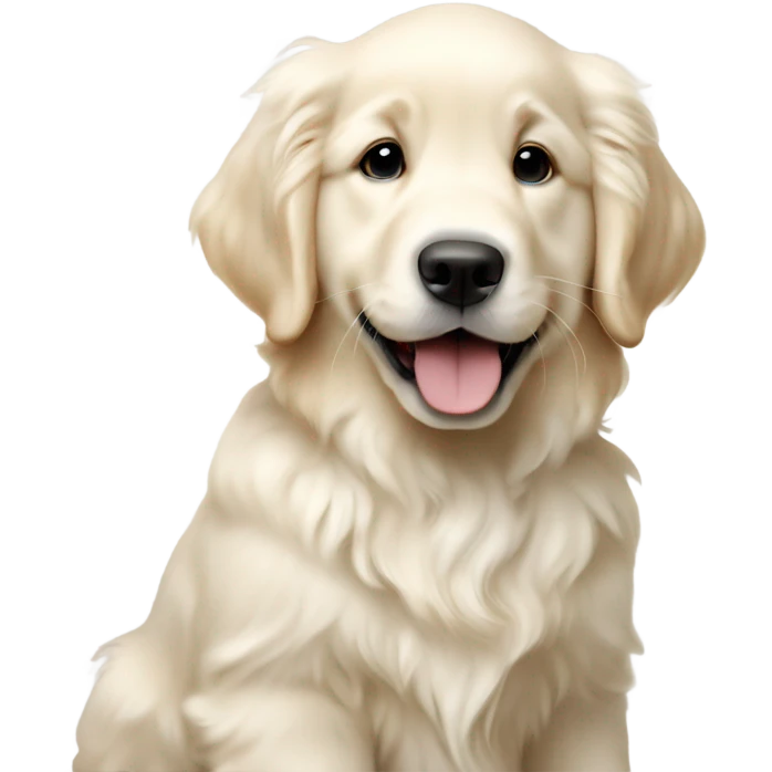 White English cream long haired curly golden retriever puppy emoji