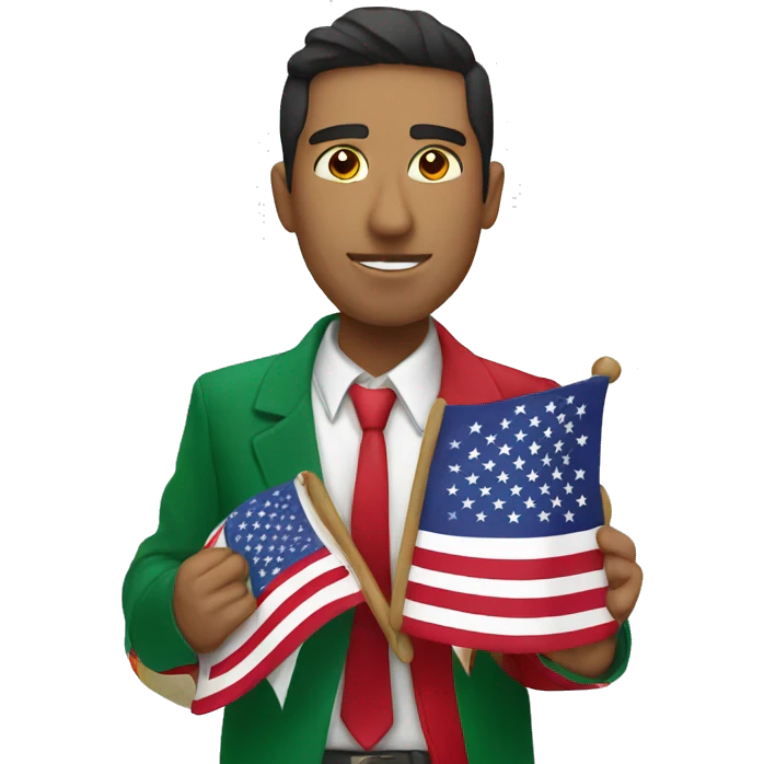 A Mexican holding a USA flag emoji