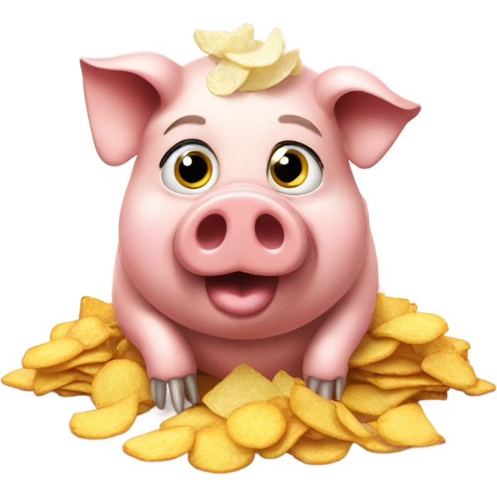 Pig eating chips emoji