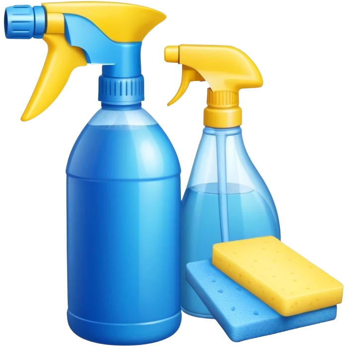 cleaning supplies with spray bottle and sponge emoji