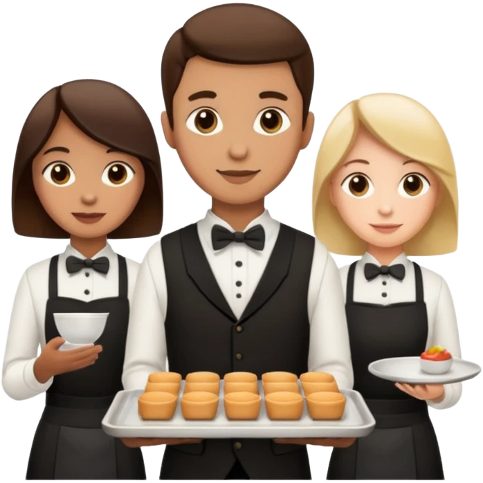 people in waiter uniforms emoji