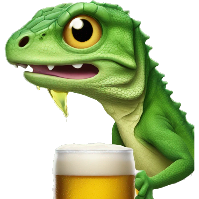 lizard drinking a beer emoji