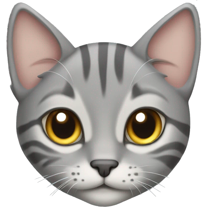 Grey tabby cat with perked up ears emoji