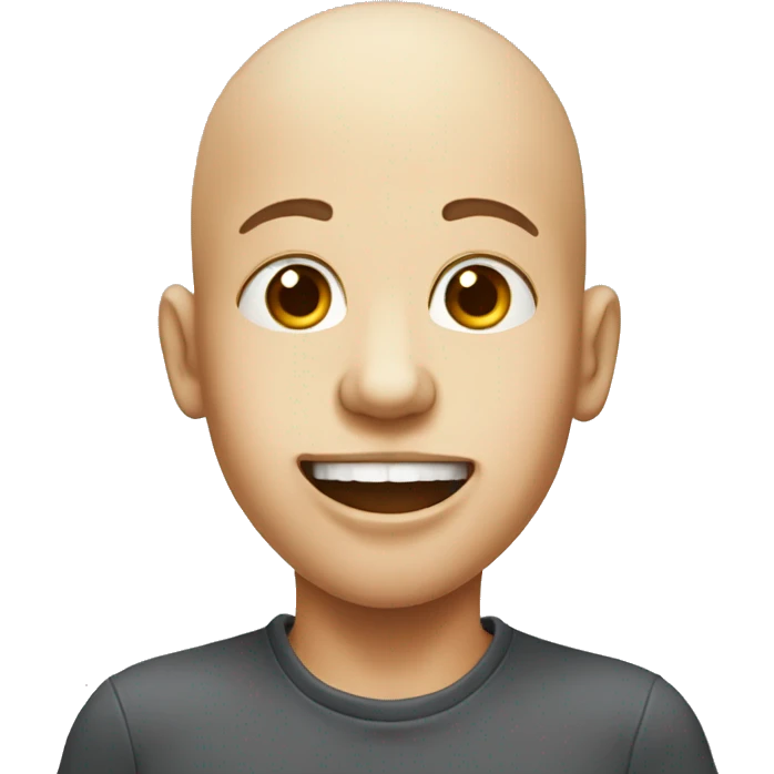bald boy with open mouth with cake batter on face and chest area  emoji