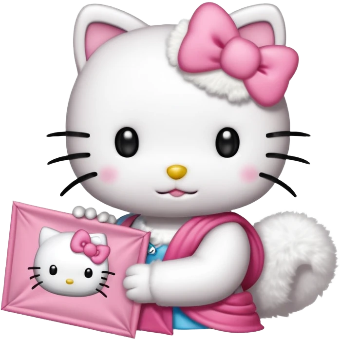 hello kitty holding a banner that says TRÉ  emoji