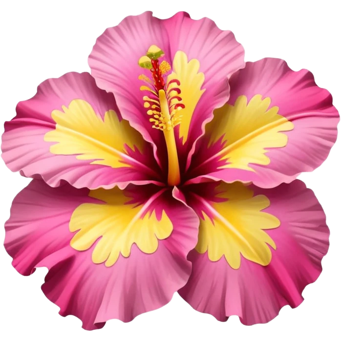 yellow and pink hibiscus flower emoji