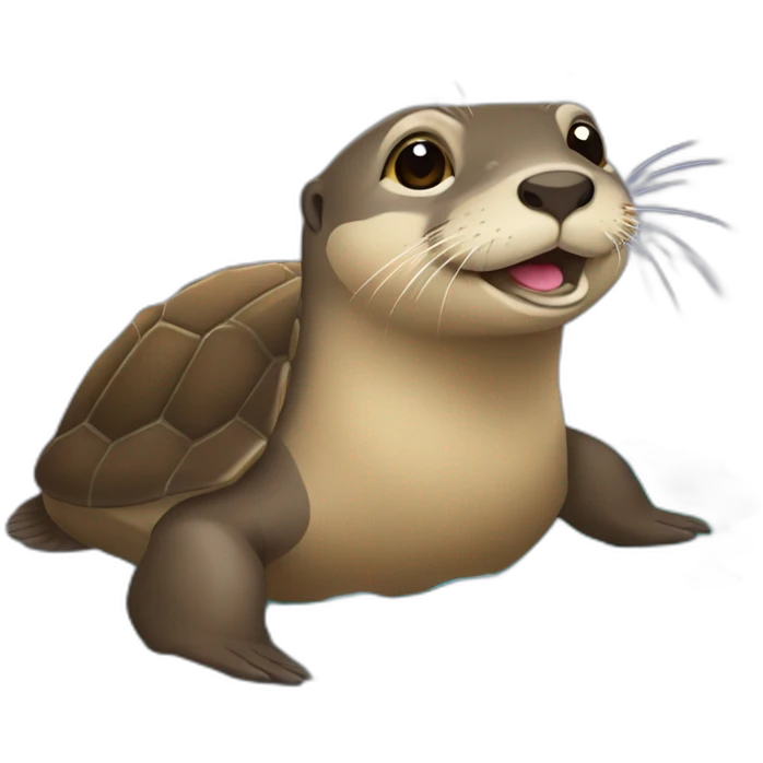 Loutre sur une tortue emoji