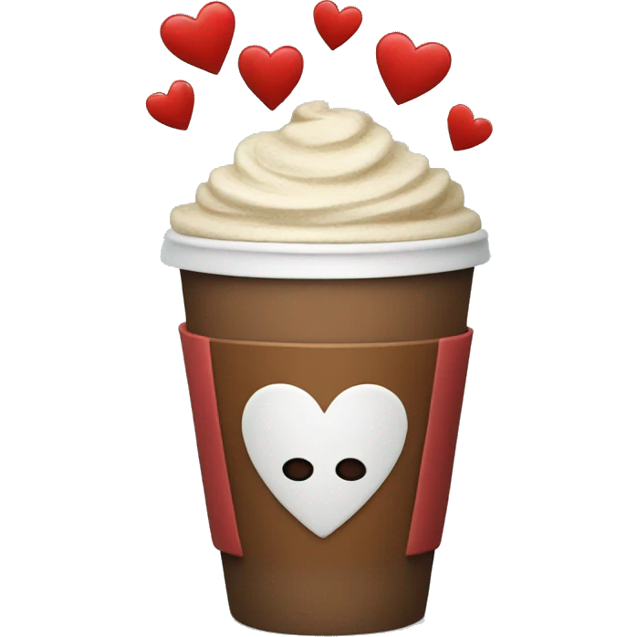 coffee cup with hearts emoji
