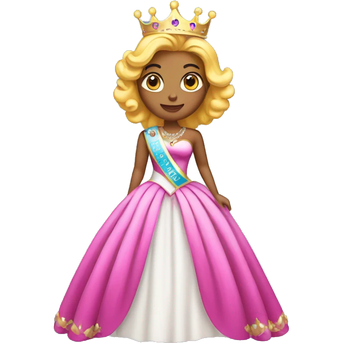Pageant queen with sash and crown on full body emoji
