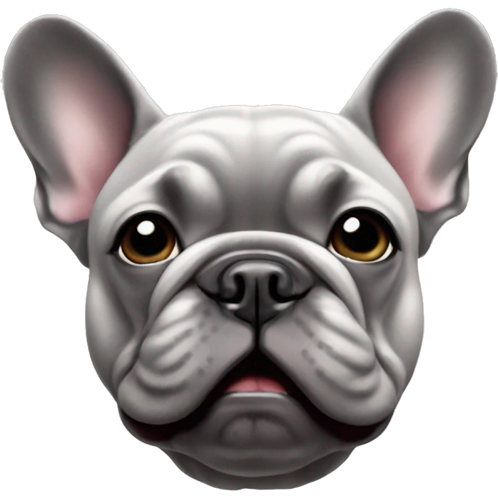Solid Grey cute French bulldog face  emoji
