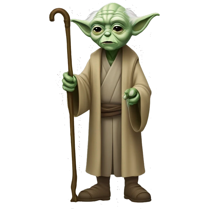 old frail bald yoda with a cane emoji