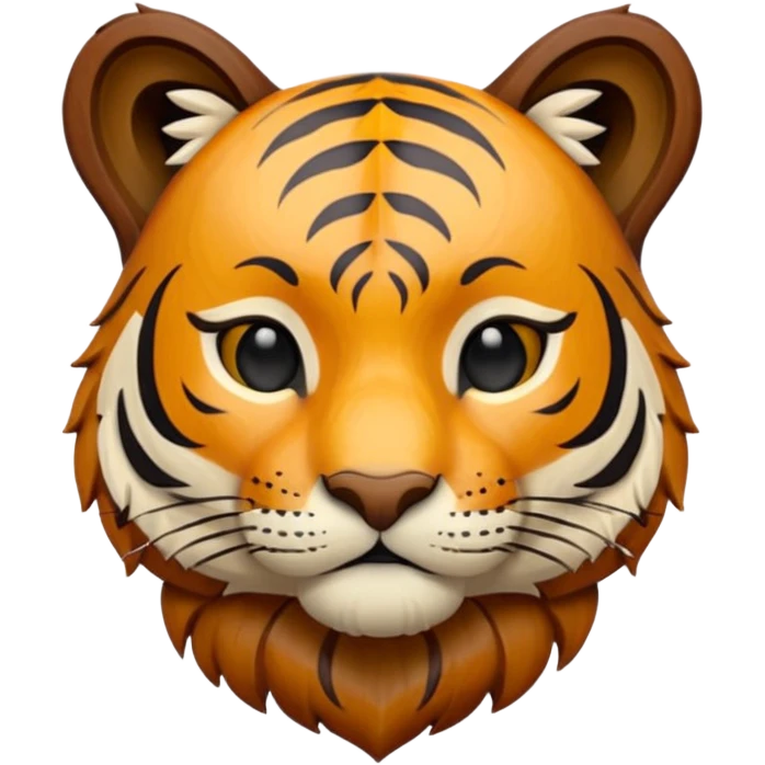 wood carved mini tiger brown emoji