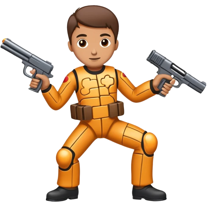 man in a puzzle suit with puzzle gun emoji