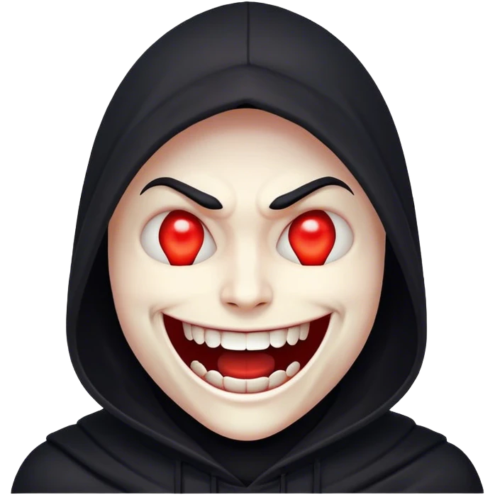 black hood red glowing eyes evil laugh emoji