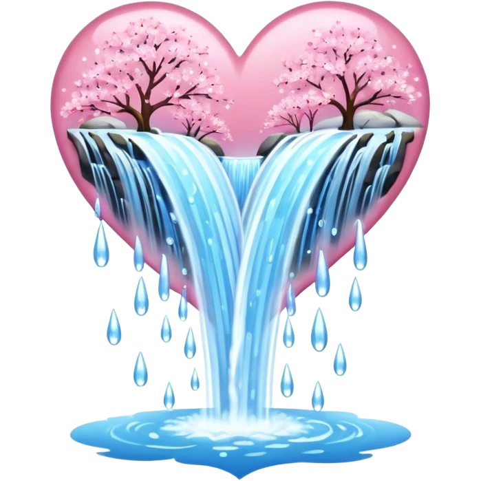 sakura heart with a sparkling waterfall emoji