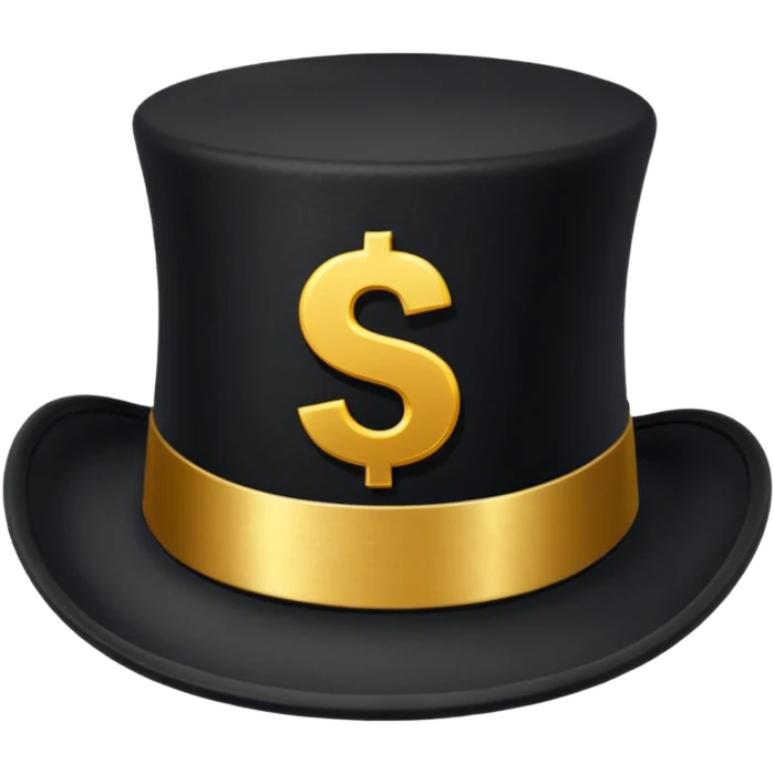 top hat with "$" print emoji