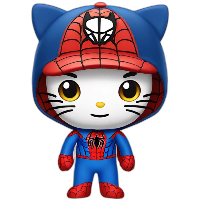 Hello kitty with a spider man cap (very cute) emoji