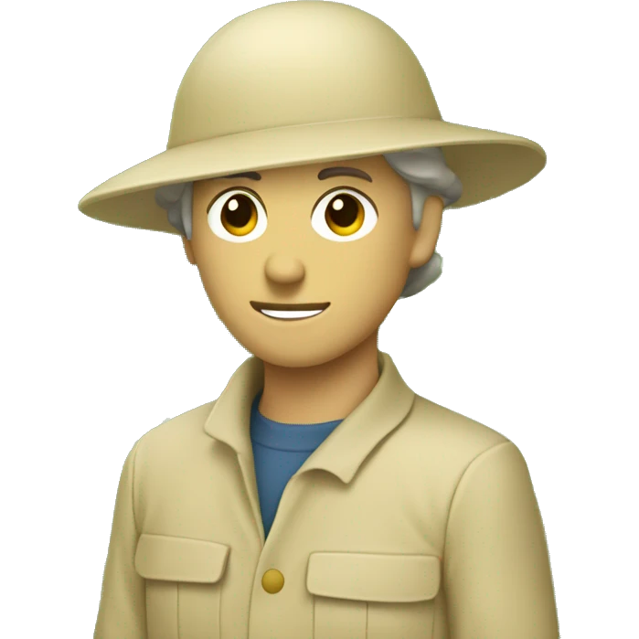 gardener pith helmet beige jacket trees emoji