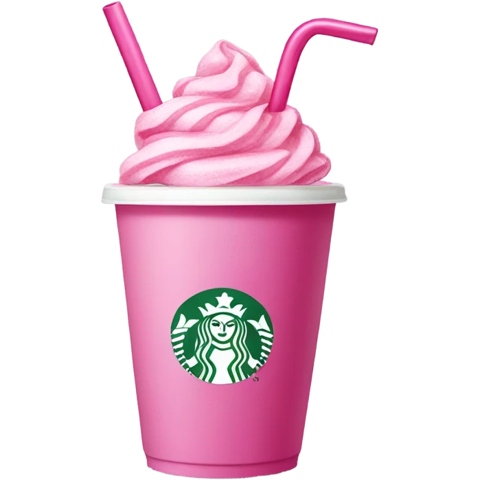 Starbucks cup with pink straw and pink ribbon around it with bow emoji