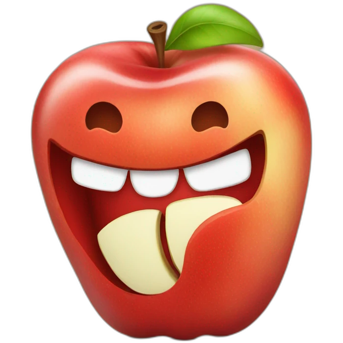 Happy red apple core emoji