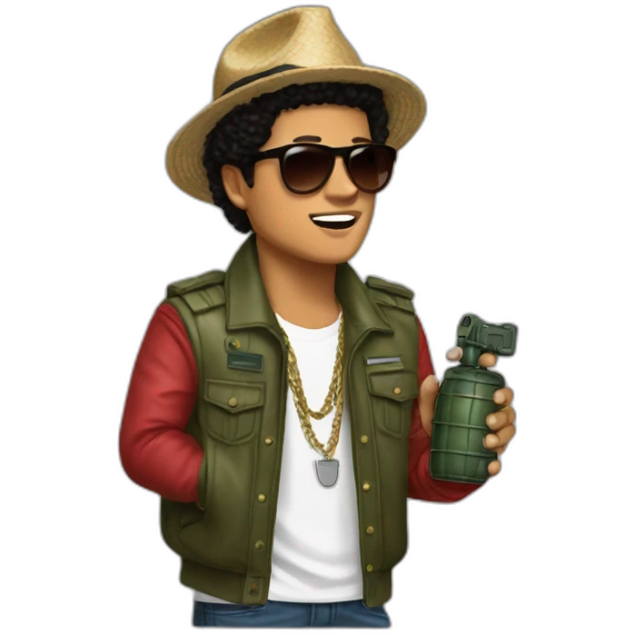 bruno mars with a grenade emoji