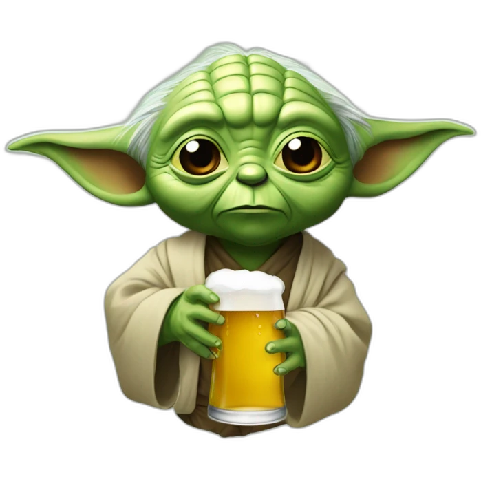 Yoda buvant une bière emoji