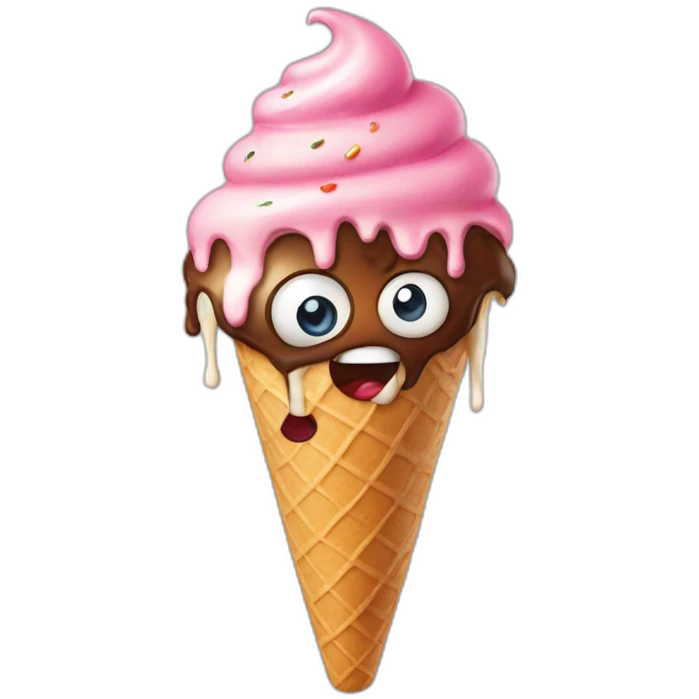 anger ice cream with eyes wearing a birthday hat  emoji