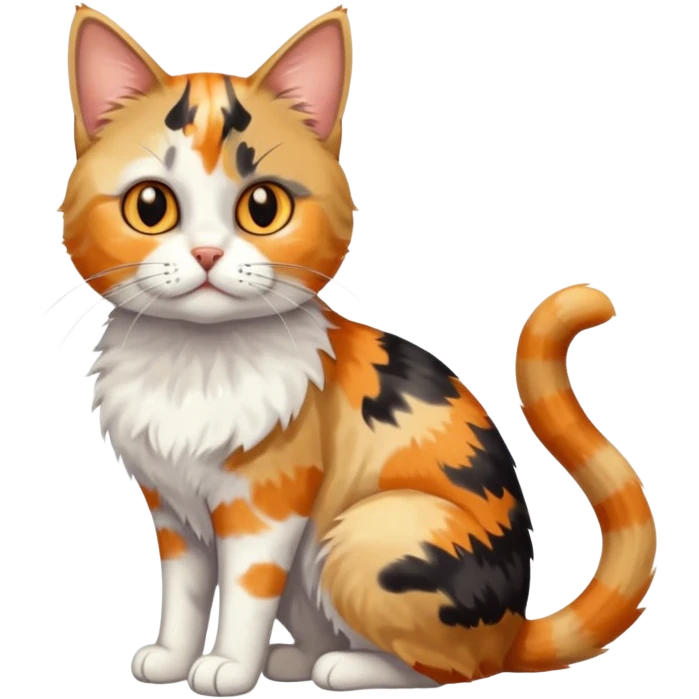 full body anxious looking colourful patchy light calico tabby cat emoji
