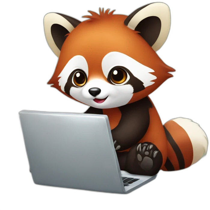 Red panda with computer emoji