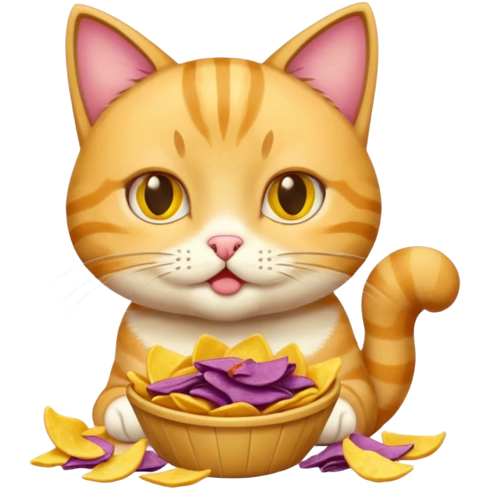 Chat qui mange du chips emoji