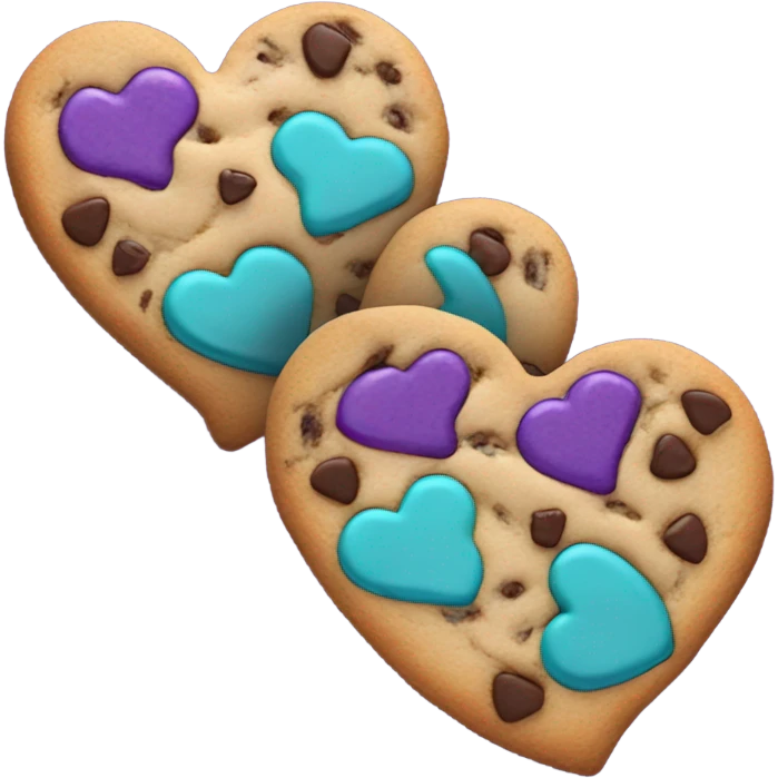 Purple teal chocolate chip heart cookie emoji