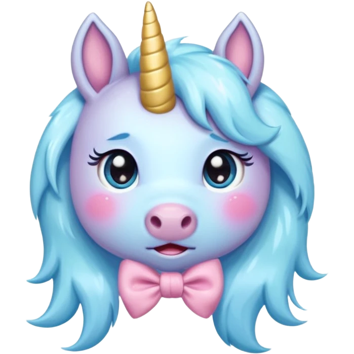 Funny preppy unicorn with bow crying emoji