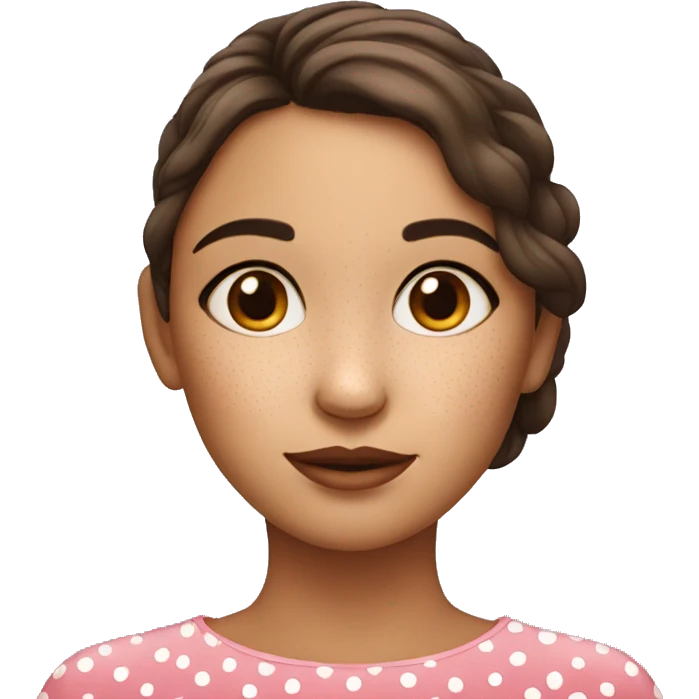 Girl with dots from cheekbones to nose on both sides of face emoji