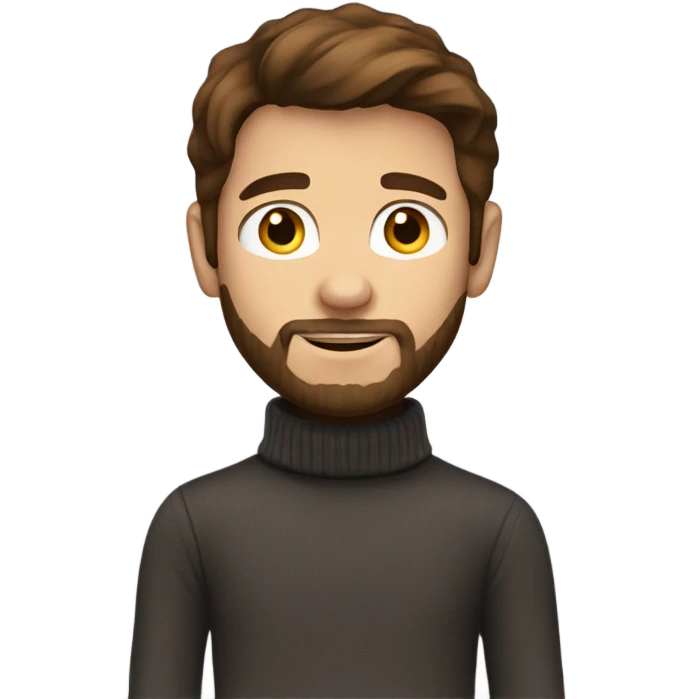 Boy developer with brown hair and beard in turtleneck sweater emoji