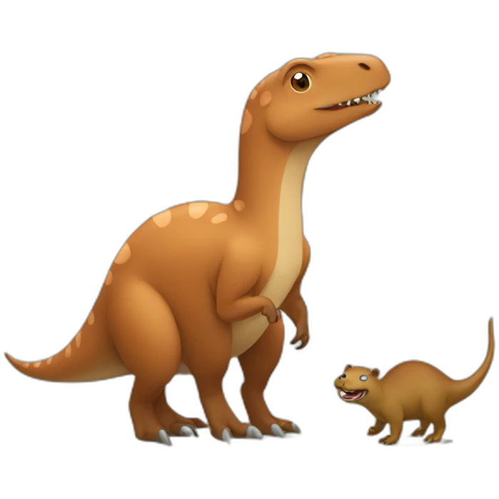 dinosaur plays with capybara emoji