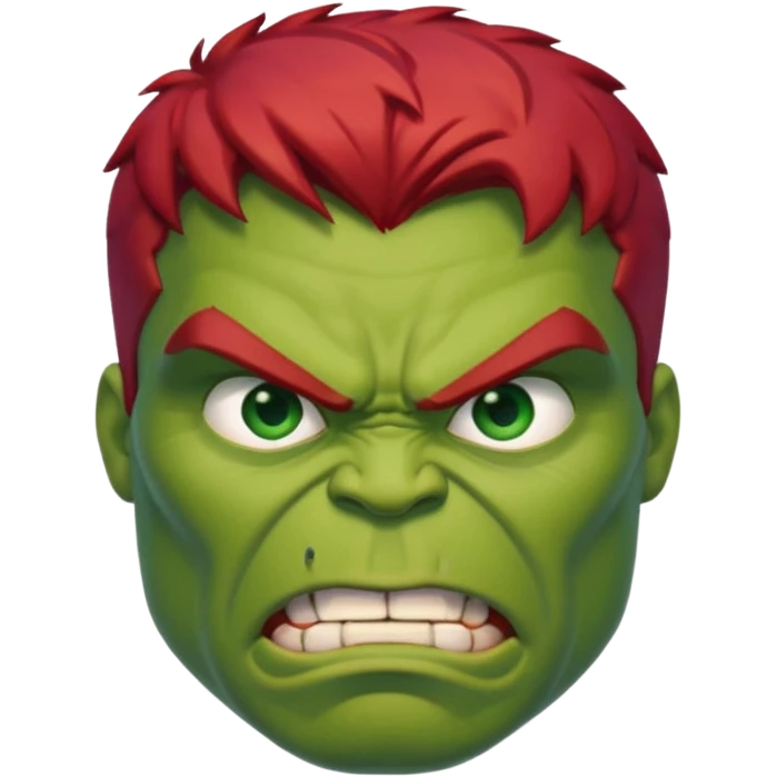 Hulk with red hair  face emoji