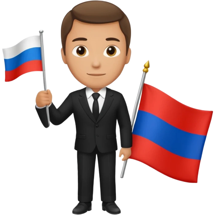 Russian man in a suit with a flag emoji