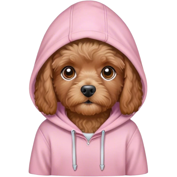 brown cavapoo with light pink hoodie  emoji
