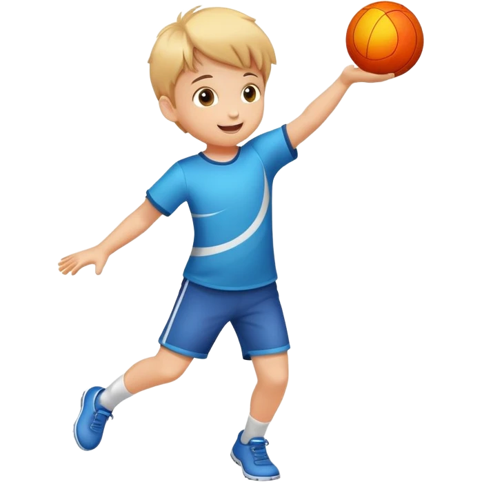 child throwing a ball, cheerful and energetic, motion lines to show action emoji