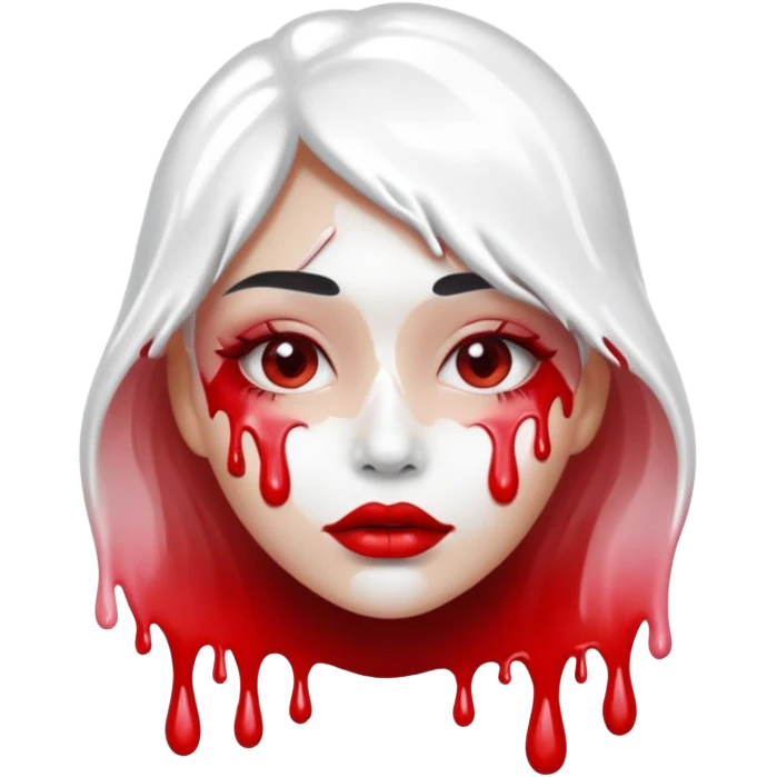 White paint dripping from red ombre glossy lips emoji