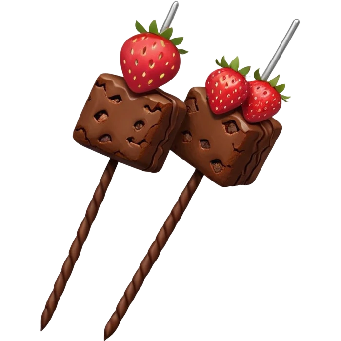 brownies and strawberries on a skewer emoji