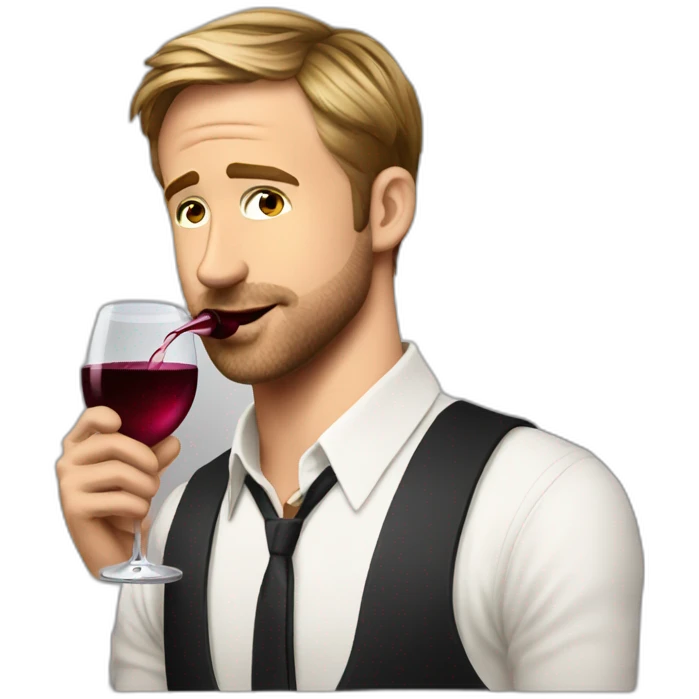 Ryan Gosling drinking wine emoji