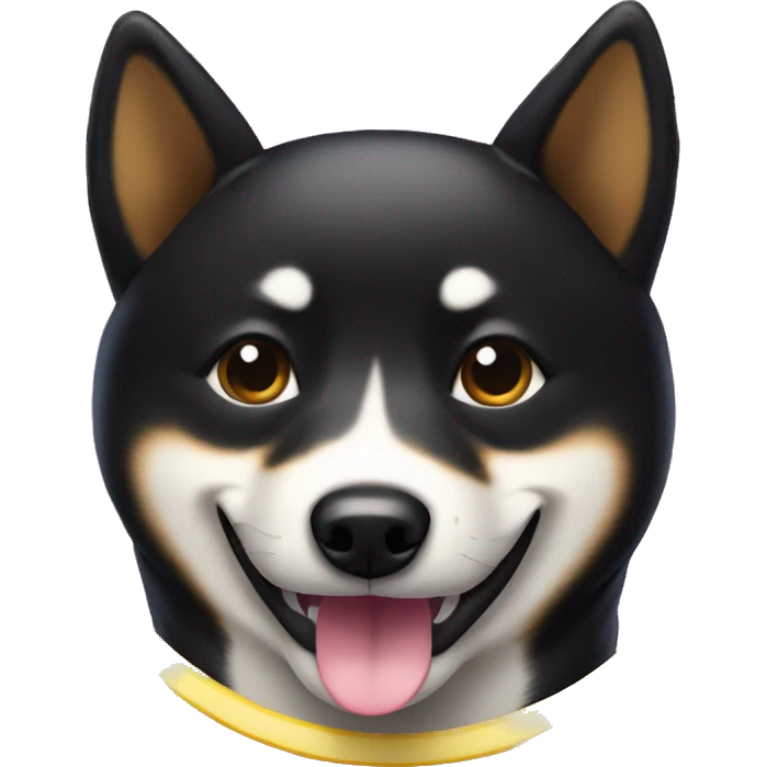 Black Shiba Inu smiling face with halo up emoji