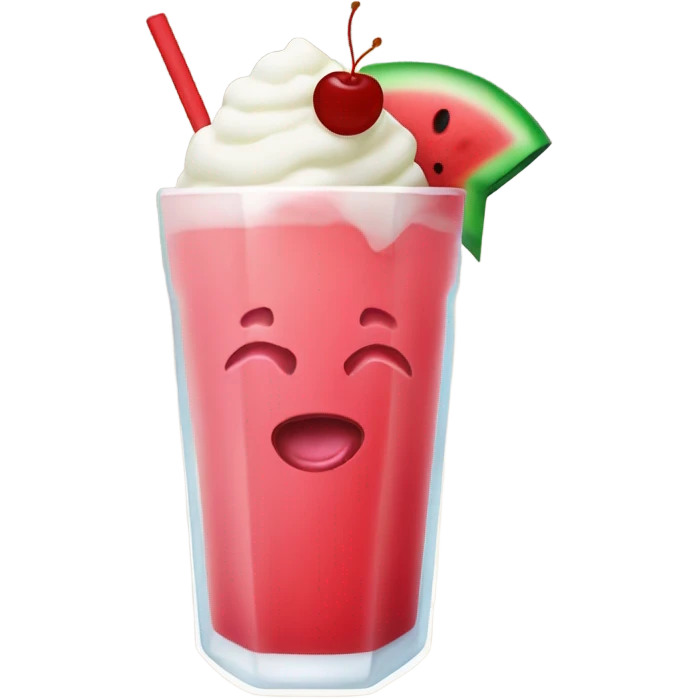 watermelon juice with a cherry and icecream topping emoji
