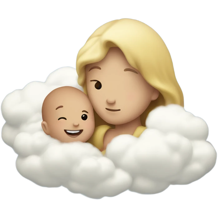 corazon en las nubes con un bebe emoji