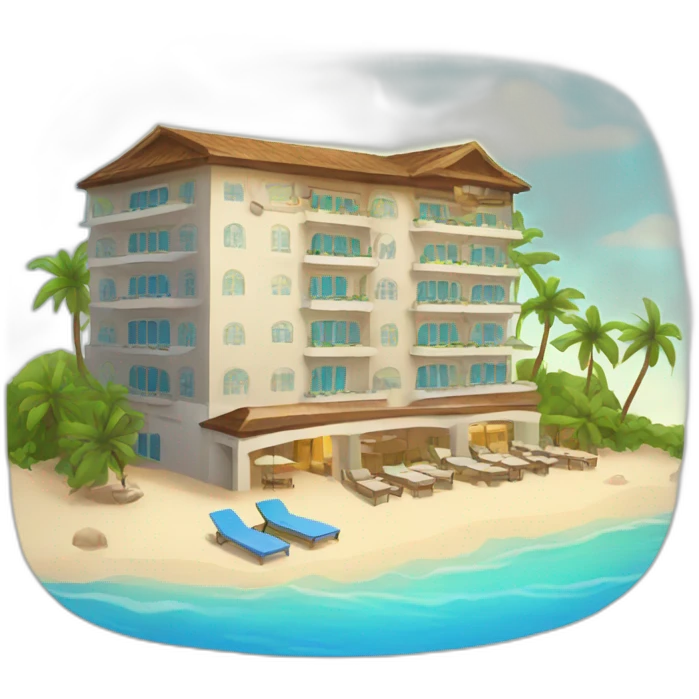 Hotel with beach emoji