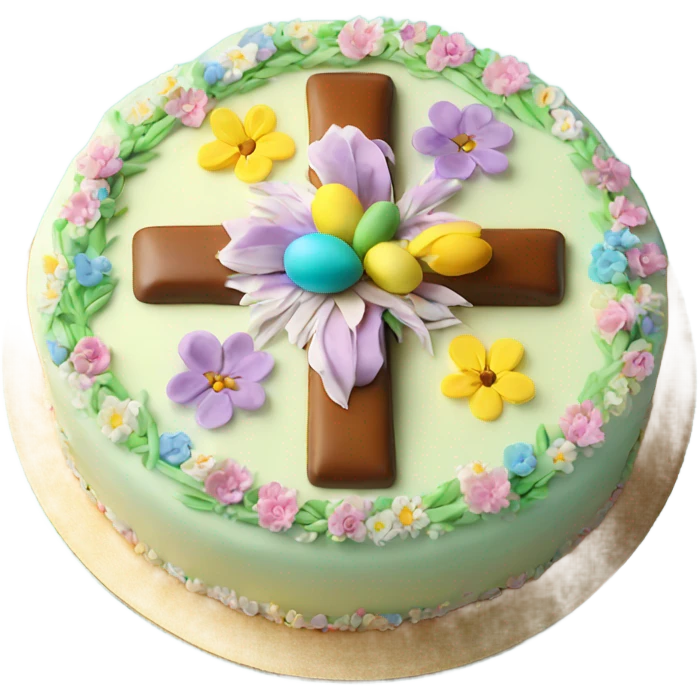 beautifully decorated Easter cross cake emoji