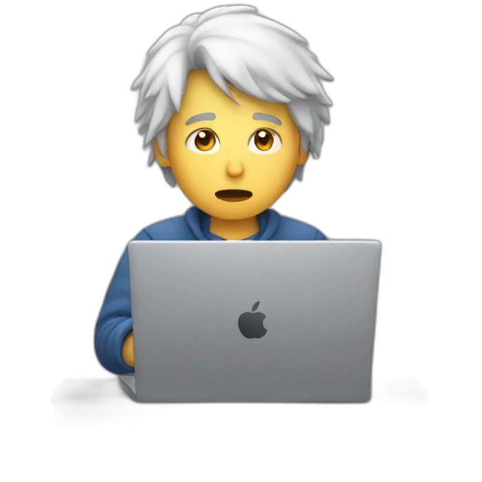 a guy in tear while typing using a laptop emoji